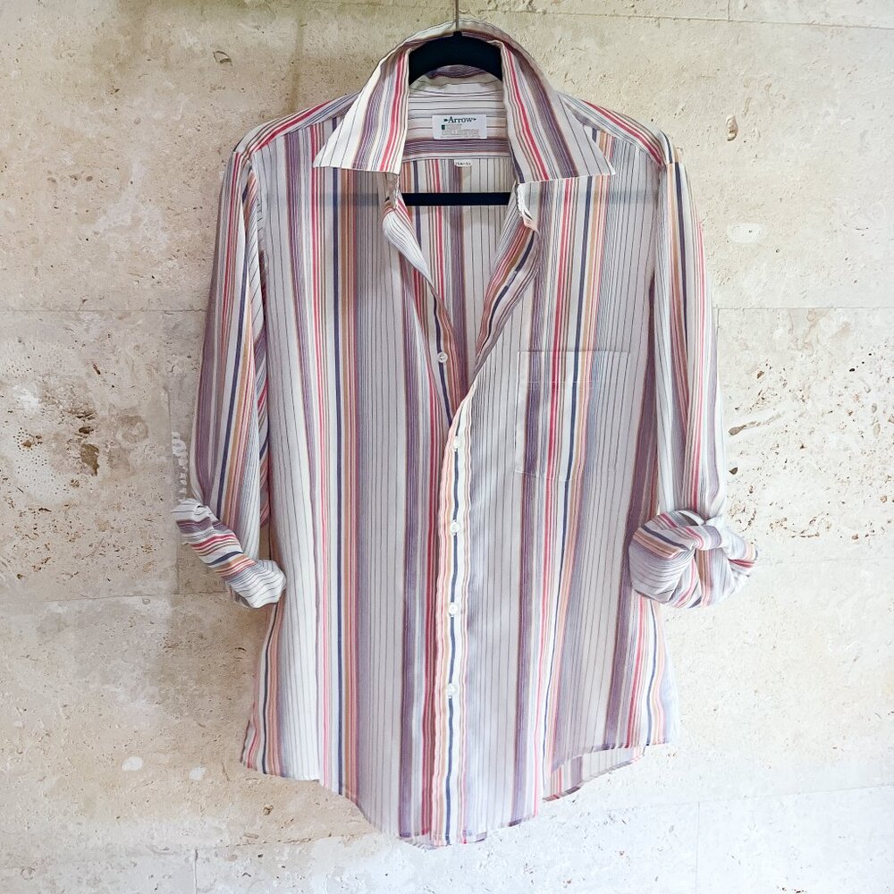 Vintage 1980s Arrow Kent Collection Striped Button Down Shirt - Size S/M